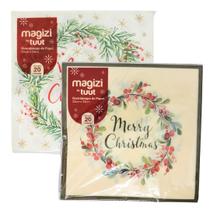 Kit 2 Pacotes Guardanapos Decorados Natal Folhas Duplas Grandes 33cm - Magizi