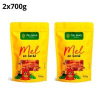 Kit 2 pacotes mel em sachê pouch melbras 700g praticidade e sabor natural Kit 2 pacotes mel em sachê pouch melbras 700g praticidade e sabor natural