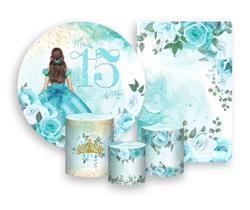Kit 2 Painéis De Festa + Trio De Capas Cilindro - 15 Anos Princesa 053