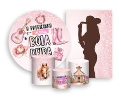 Kit 2 Painéis De Festa + Trio De Capas Cilindro - A Patricinha Boiadeira Rosa 013