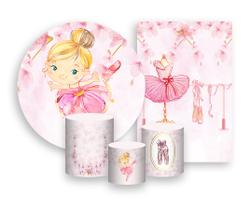 Kit 2 Painéis De Festa + Trio De Capas Cilindro - Bailarina Floral Loira 010