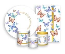 Kit 2 Painéis De Festa + Trio De Capas Cilindro - Borboleta Circulo Efeito Glitter Dourado 006 Kit 2 Painéis De Festa + Trio De Capas Cilindro - Borboleta Circulo Efeito Glitter Dourado 006