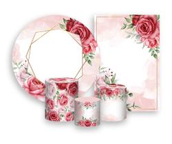 Kit 2 Painéis De Festa + Trio De Capas Cilindro - Borboletas Aquarela Rosa Suave 011