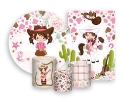 Kit 2 Painéis De Festa + Trio De Capas Cilindro - Country Boiadeira Morena 007