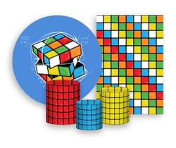 Kit 2 Painéis De Festa + Trio De Capas Cilindro - Cubo Mágico Matemático 005 Kit 2 Painéis De Festa + Trio De Capas Cilindro - Cubo Mágico Matemático 005