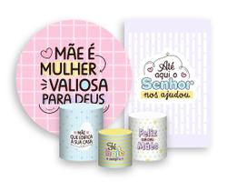Kit 2 Painéis De Festa + Trio De Capas Cilindro - Dia das Mães Cristão 014 Kit 2 Painéis De Festa + Trio De Capas Cilindro - Dia das Mães Cristão 014