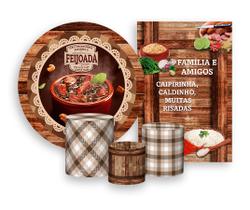 Kit 2 Painéis De Festa + Trio De Capas Cilindro - Dia De Feijoada Brasileira 001