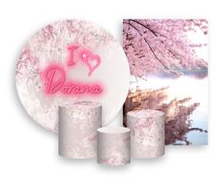 Kit 2 Painéis De Festa + Trio De Capas Cilindro - Dorama Rosa Claro 002 Kit 2 Painéis De Festa + Trio De Capas Cilindro - Dorama Rosa Claro 002