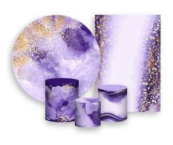 Kit 2 Painéis De Festa + Trio De Capas Cilindro - Efeito Marmorizado Lilás 009 Kit 2 Painéis De Festa + Trio De Capas Cilindro - Efeito Marmorizado Lilás 009