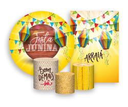 Kit 2 Painéis De Festa + Trio De Capas Cilindro - Festa Junina Lanternas Arraiá 003 Kit 2 Painéis De Festa + Trio De Capas Cilindro - Festa Junina Lanternas Arraiá 003