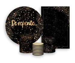 Kit 2 Painéis De Festa + Trio De Capas Cilindro - Folhagens Efeito Brilhos De Repente Dourado 003 Kit 2 Painéis De Festa + Trio De Capas Cilindro - Folhagens Efeito Brilhos De Repente Dourado 003