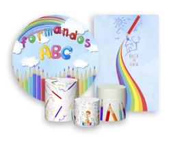 Kit 2 Painéis De Festa + Trio De Capas Cilindro - Formatura Formandos ABC Colorido 004