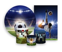Kit 2 Painéis De Festa + Trio De Capas Cilindro - Futebol Bola no Campo 009