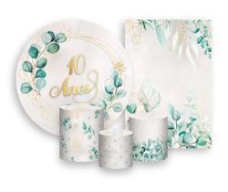 Kit 2 Painéis De Festa + Trio De Capas Cilindro - Geométrico Folhagens 40 Anos 012 Kit 2 Painéis De Festa + Trio De Capas Cilindro - Geométrico Folhagens 40 Anos 012