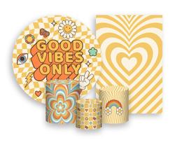 Kit 2 Painéis De Festa + Trio De Capas Cilindro - Good Vibes Only Elementos 005 Kit 2 Painéis De Festa + Trio De Capas Cilindro - Good Vibes Only Elementos 005