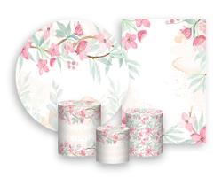 Kit 2 Painéis De Festa + Trio De Capas Cilindro - Jardim Aquarela Floral Primavera 007 Kit 2 Painéis De Festa + Trio De Capas Cilindro - Jardim Aquarela Floral Primavera 007