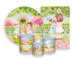 Kit 2 Painéis De Festa + Trio De Capas Cilindro - Jardim Bonecas Cute 002
