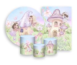 Kit 2 Painéis De Festa + Trio De Capas Cilindro - Jardim das Fadas Morena 005