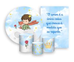 Kit 2 Painéis De Festa + Trio De Capas Cilindro - Pequeno Príncipe Aquarela 008 Kit 2 Painéis De Festa + Trio De Capas Cilindro - Pequeno Príncipe Aquarela 008
