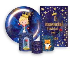 Kit 2 Painéis De Festa + Trio De Capas Cilindro - Pequeno Príncipe Azul E Estrelas 004 Kit 2 Painéis De Festa + Trio De Capas Cilindro - Pequeno Príncipe Azul E Estrelas 004
