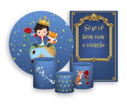 Kit 2 Painéis De Festa + Trio De Capas Cilindro - Pequeno Príncipe Cabelo Escuro 009