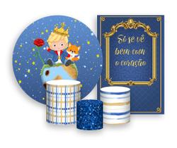Kit 2 Painéis De Festa + Trio De Capas Cilindro - Pequeno Príncipe Loiro Cute 002