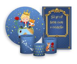 Kit 2 Painéis De Festa + Trio De Capas Cilindro - Pequeno Principe Loiro Cute 012