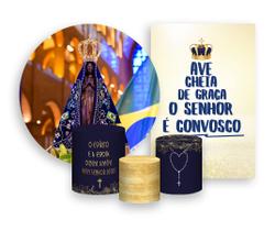 Kit 2 Painéis De Festa + Trio De Capas Cilindro - Santa Nossa Senhora Aparecida Imagem 001 Kit 2 Painéis De Festa + Trio De Capas Cilindro - Santa Nossa Senhora Aparecida Imagem 001