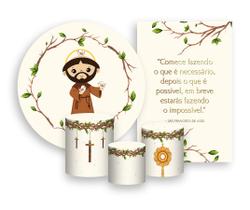 Kit 2 Painéis De Festa + Trio De Capas Cilindro - Santo São Francisco De Assis Católico 012 Kit 2 Painéis De Festa + Trio De Capas Cilindro - Santo São Francisco De Assis Católico 012