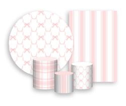 Kit 2 Painéis De Festa + Trio De Capas Cilindro - Treliça de Laços Rosa 023 Kit 2 Painéis De Festa + Trio De Capas Cilindro - Treliça de Laços Rosa 023