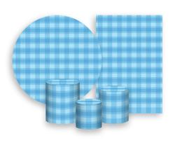 Kit 2 Painéis De Festa + Trio De Capas Cilindro - Xadrez Azul 006 Kit 2 Painéis De Festa + Trio De Capas Cilindro - Xadrez Azul 006