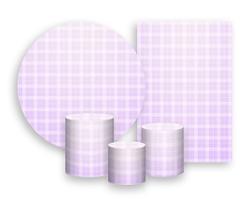 Kit 2 Painéis De Festa + Trio De Capas Cilindro - Xadrez Degradê Lilás Suave 020 Kit 2 Painéis De Festa + Trio De Capas Cilindro - Xadrez Degradê Lilás Suave 020