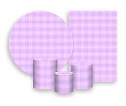 Kit 2 Painéis De Festa + Trio De Capas Cilindro - Xadrez Lilás Suave 009