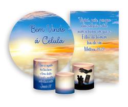 Kit 2 Painéis De Festa Trio De Capas Cilindros, Bem Vindo Á Celula 026