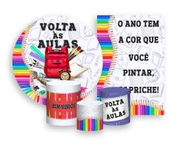 Kit 2 Painéis De Festa Trio De Capas Cilindros, Volta as Aulas 010 Kit 2 Painéis De Festa Trio De Capas Cilindros, Volta as Aulas 010