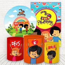 Kit 2 Painéis E Capas 3D Sublimado 3 Palavrinhas Fkpc-143