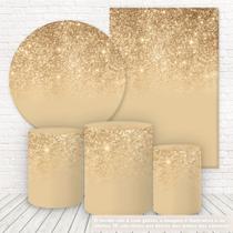 Kit 2 Painéis e Capas Tecido Sublimado Glitter Dourado Gold WKPC-206 - Wear