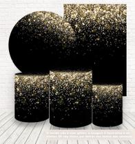 Kit 2 Painéis e Capas Tecido Sublimado Glitter Dourado Preto WKPC-182 - Wear