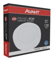 Kit 2 Painéis Led 12w Redondo Sobrepor 17x17cm Branco Frio