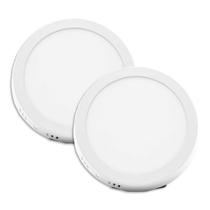 Kit 2 Painéis LED 12W Redondo Sobrepor 6500k Branco Frio