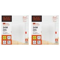 Kit 2 Painéis LED 2x1 24W 3000K Quadrado Black Decker