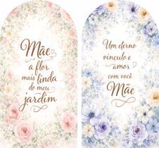 Kit 2 Painéis Romano de Tecido Sublimado Feliz Dia das Mães 200x100 cm