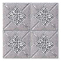 Kit 2 Painel Auto Adesivo Placa 3d Ladrilhos Prateados 70x70cm