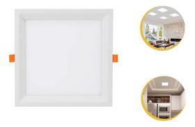 Kit 2 Painel Embutir Led 12w Recuado Quadrado Plafon Bco/pto