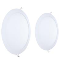 Kit 2 Painel Embutir LED 3000k Luz Quente 24W Bivolt Redondo Iluminação Eficiente