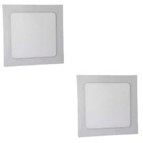 Kit 2 Painel Led Quadrado Embutir 12w 3000k Bivolt Foxlux