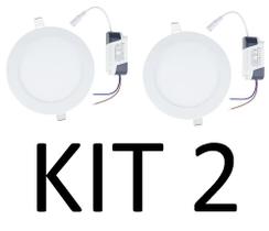 Kit 2 Painel Plafon Led 12w Embutir Redondo Branco Frio Decoração Iluminação - Super Led