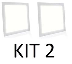Kit 2 Painel Plafon Led 18w Quadrado Embutir Branco Neutro - Teto - Super Led