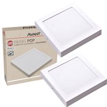 kit 2 Painel Plafon Led Sobrepor 24w Quadrado Branco Frio Bivolt Casa Teto Luminaria Avant