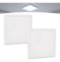 Kit 2 Painel Plafon Sobrepor Led 25w Quadrado Branco Frio